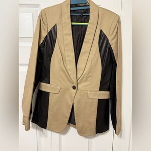 rag & bone Beige and Black Leather Panel Blazer